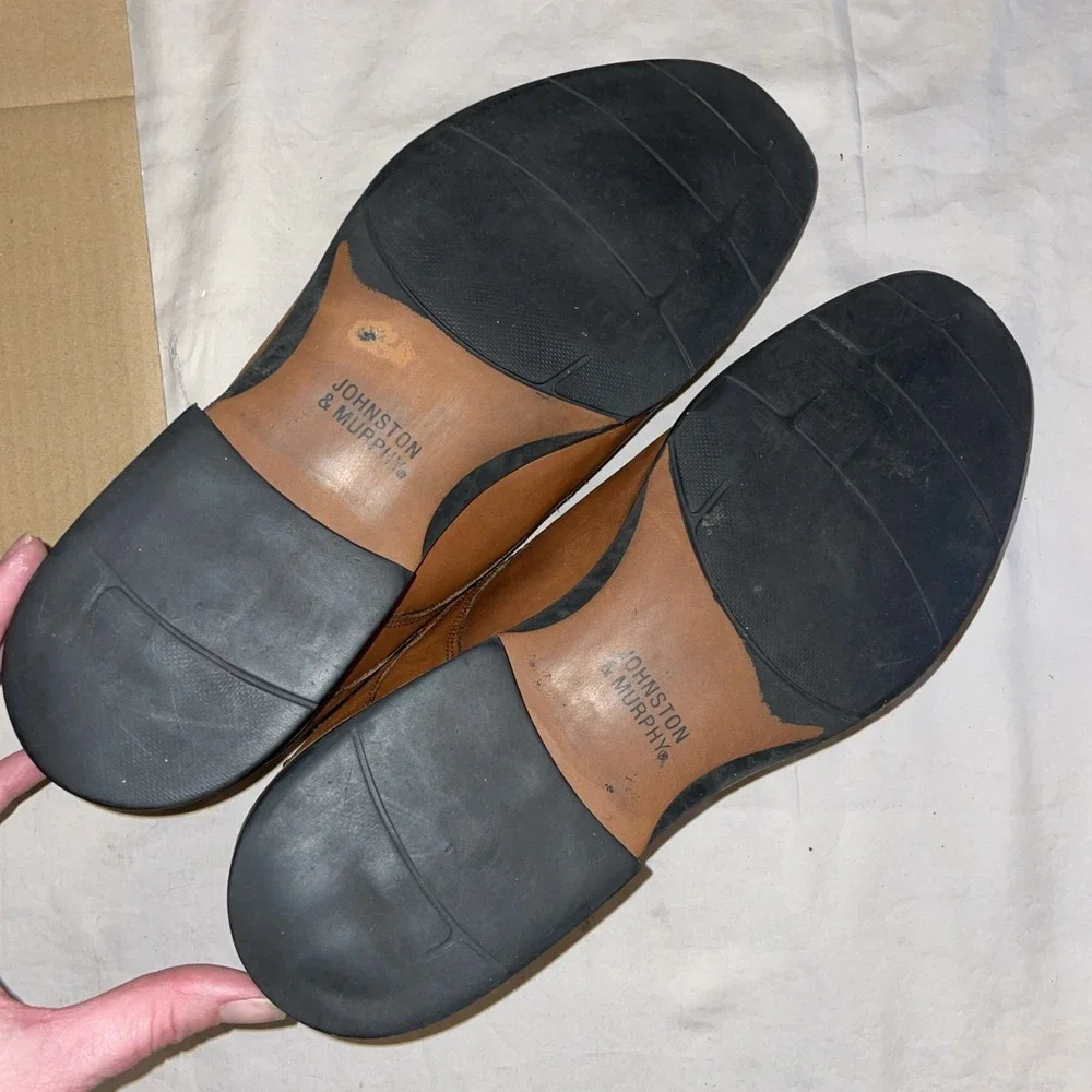 Johnston & Murphy Brown Lace Up Oxford Shoe Size 15M 20-8766‎ Larsey Apron Toe